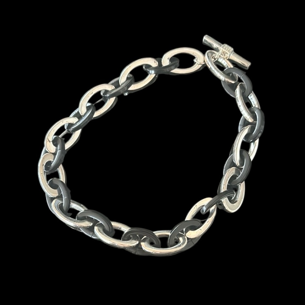 Black and Silver Metal Link Chain Necklace